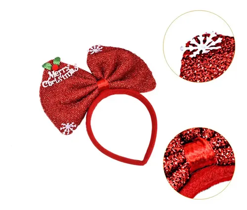 Halloween Diadema Navideña Con Lazo Rojo Para Mujer,