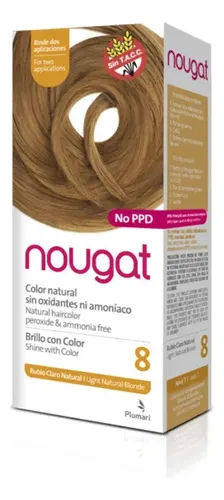 Tintura Plumari Nougat Rubio Claro Natural 8 Sin Amoníaco Vegana 60mL