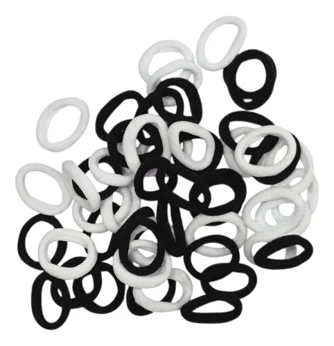 100 Ligas Accesorios Para Cabello Color Blanco Y Negro Lisas