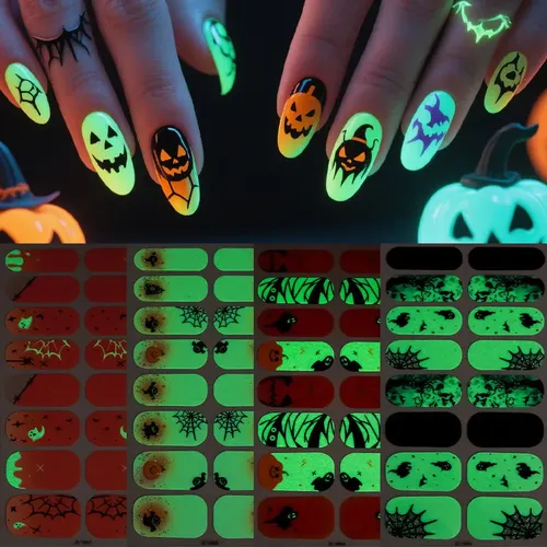 Set 2 Uds Calcomanías Uñas Luminosas Halloween Adhesivas