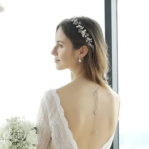 S Diadema Nupcial Con Perlas De Cristal, Estilo Bohemio