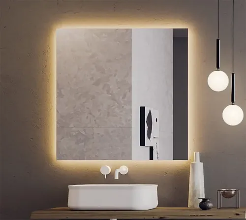 Espejo Luz Led Baño Pared Cuadrado Retroiluminado 70×70