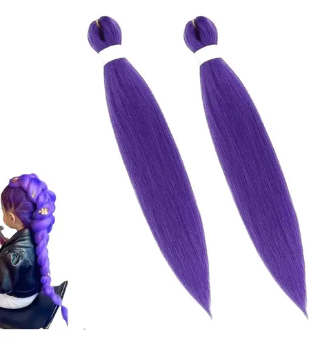 Peluca Trenzada Morada 66cm, 2 Piezas, Extensión Sintética