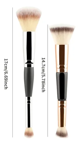 Brocha Base Doble Punta Cerdas Suaves 3 Colores