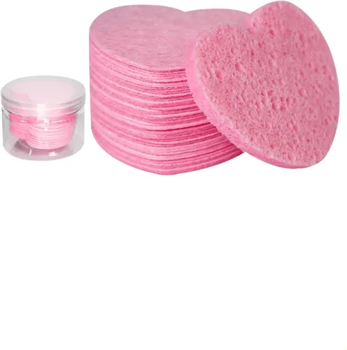 50 Esponjas Faciales Comprimidas Reutilizables En Forma Rosa