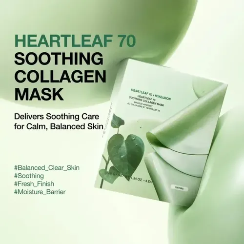 X4 Mascarilla Facial Calmante Heartleaf70 Colágeno Hialuróni