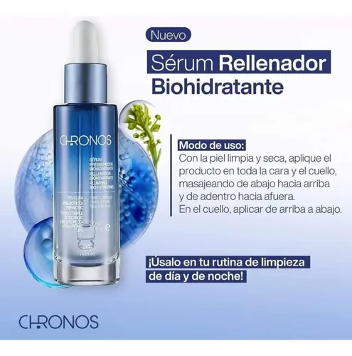 Serum Rellenador Biohidratante Chronos Natura Momento de aplicación Día/Noche Tipo de piel Todo tipo de piel