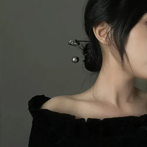 Pasador De Metal En Tonos Fríos, Retro, Accesorio De Pelo Di
