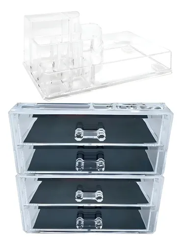 Combo Organizador Acrílico Con Divisiones Y Cajones