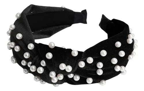 Diadema Negra Con Lazo Y Nudo En Cruz