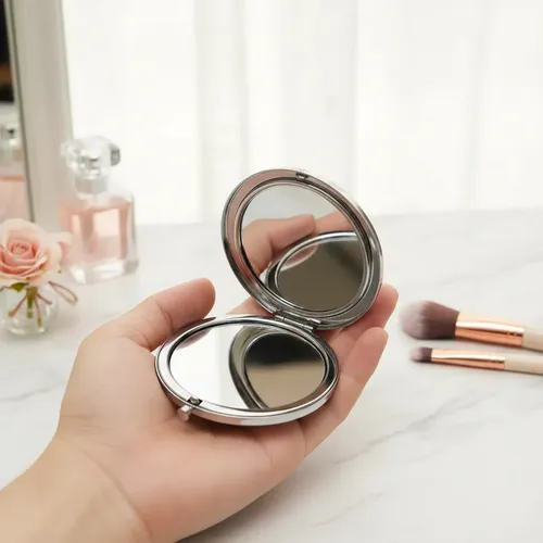 Espejo Doble Con Aumento Metal Cartera Organizador Importado