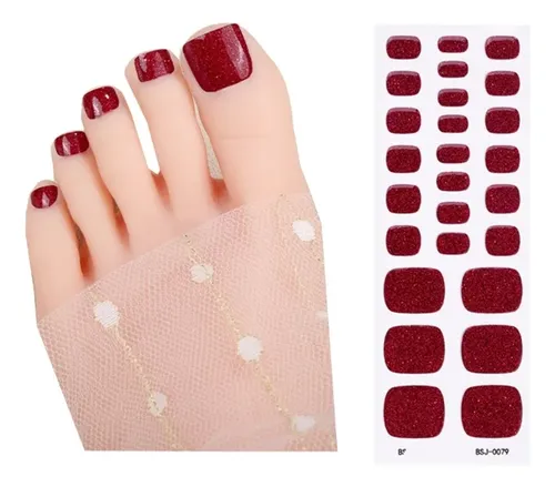 Adhesivos Bsj0079 De Color Liso Para Uñas De Pies Para Mujer
