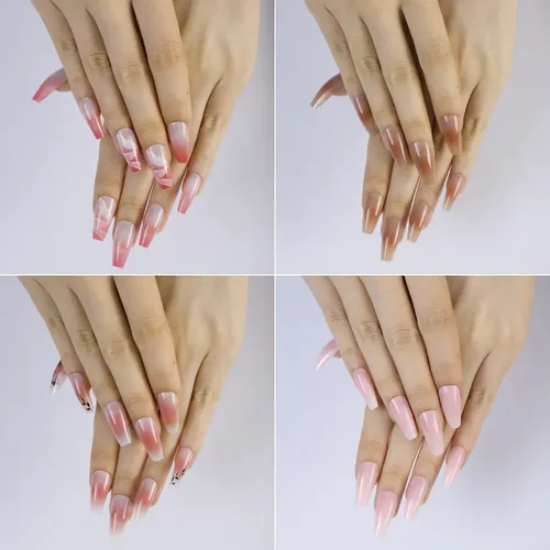 Uñas Press On Nails Veluna Reutilizables Diseños Variados Color Violet Whisper
