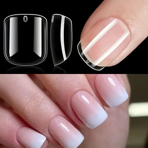 Tips Para Soft Gel Square Cortos Transparentes Caja X100