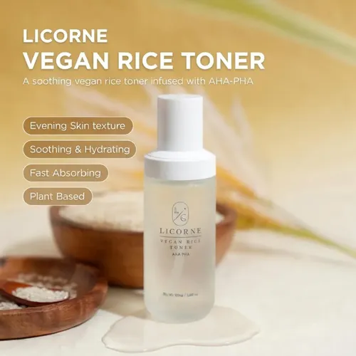 Tónico Facial Coreano Licorne Vegan Rice Toner Con Agua De A