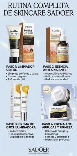 Kit Skincare Rutina Facial Antioxidante Sadoer Arrugas
