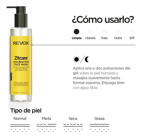 Revox B77 Zitcare Gel Limpieza Facial Aha- Bha- Pha 250ml 3c