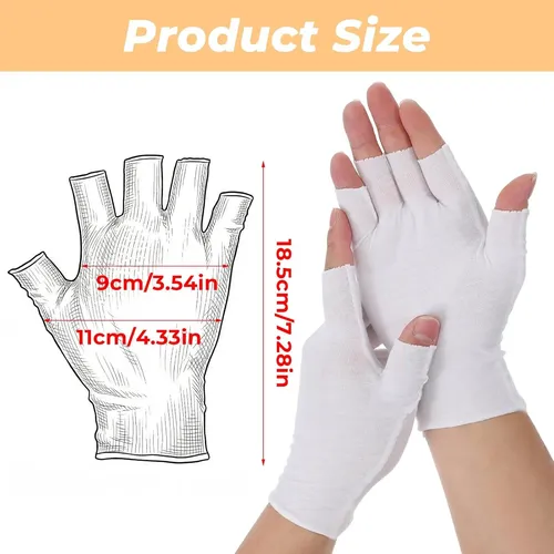 Guantes De Algodón Blancos Sin Dedos Hidratantes X5