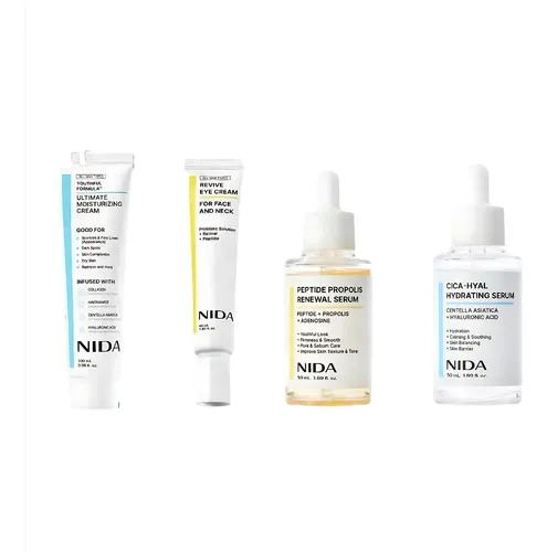 Rutina Facial Nida 4 Piezas Sérum Ojos + 2 Sérums + Crema