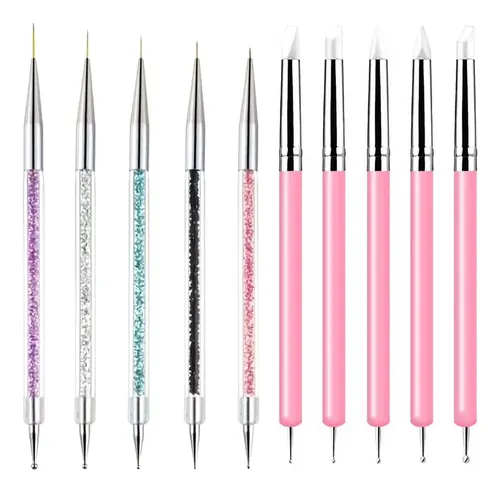 Set Profesional Uñas 10 Piezas Rosa Para Nail Art 3d