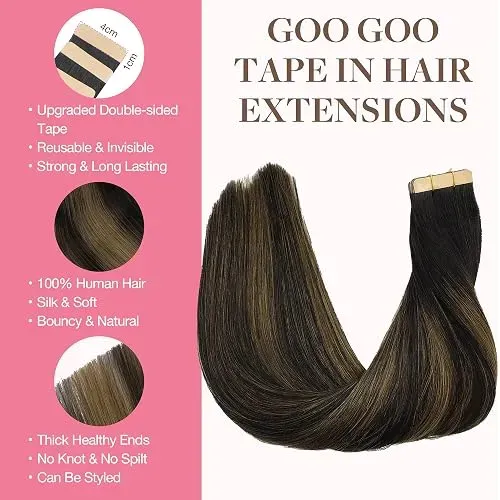 Extensiones Cabello Humano Goo Goo Remy Cinta Adhesiva 24
