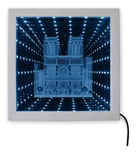 Espejo Led Infinito Rgb Túnel Vórtice Madera Decoración