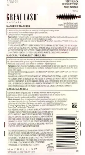 Rímel Maybelline Great Lash, Very Black, Pack 4