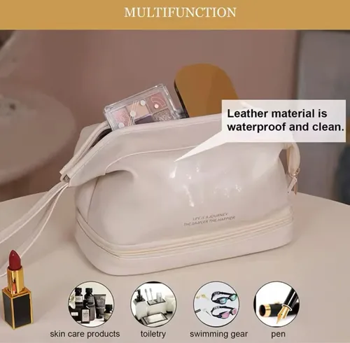 Neceser Grande Impermeable Organizador De Maquillaje Doble