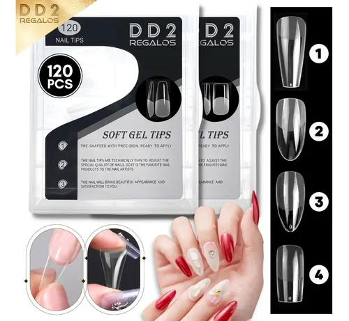Tips Soft Gel Press On Caja X120u Ultra Fino Pre Limadas Dd2