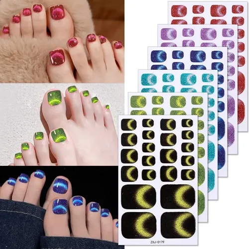 Pegatinas Uñas De Gel, 12 Unidades, Con Purpurina, Puntera,