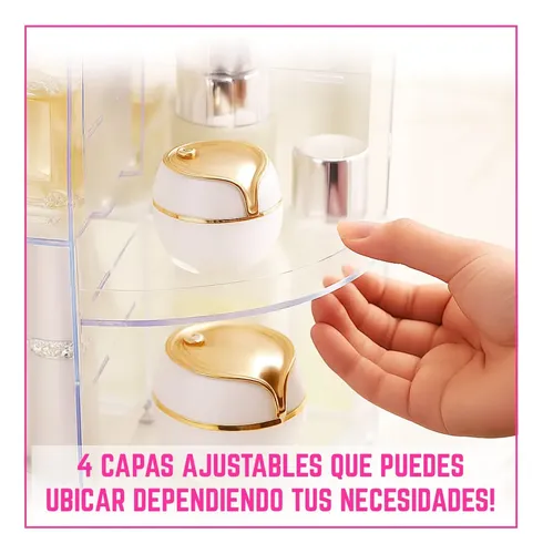 Organizador Maquillaje Porta Cosmetico Giratorio Acrilico Color Transparente