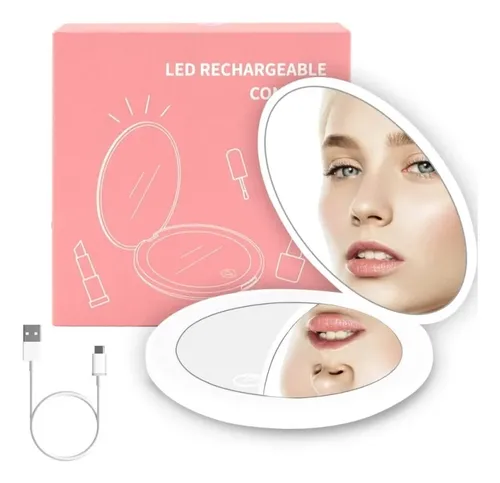 Espejo De Maquillaje Con Luz Led Y Plegable