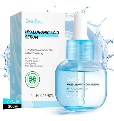 Sérum De Ácido Hialurónico Zealsea Para Rostro, 1 Onza Todo Tipo De Piel Día/noche