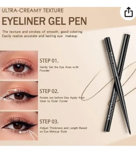 Lápiz Delineador De Ojos De Gel Negros Impermeable. Pack 12