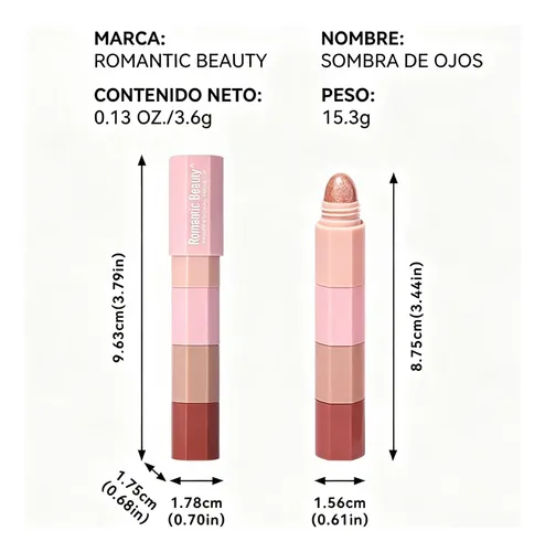 Sombra De Ojos Romantic Beauty En Barra 4 Colores