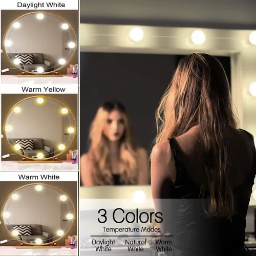 Led Mirror Light Set With 6 White Light Bulbs