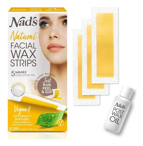 Cintas De Cera Facial Nad’s – Natural – 30 Cintas + Aceite