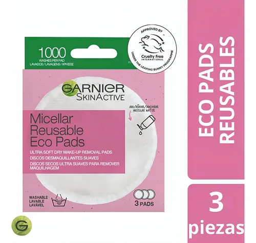 Pack X3 Ecopads Garnier Discos Desmaquillantes Reutilizables