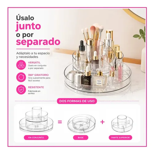Organizador Giratorio 360° para Maquillaje y Cosméticos de Acrílico Transparente