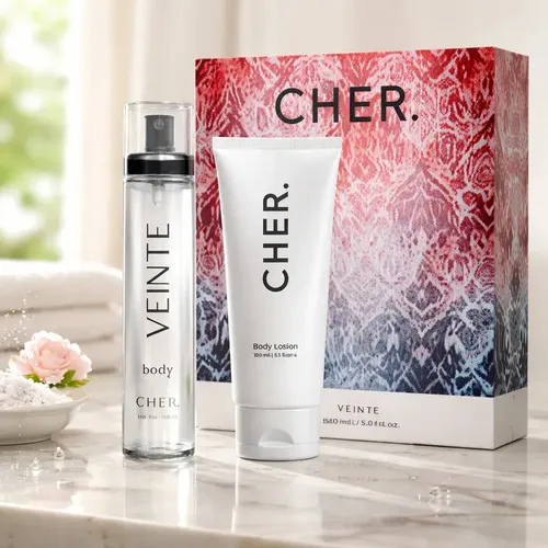 Set Cher Veinte Body Splash 100ml y Body Lotion 150ml Floral Frutal Mujer
