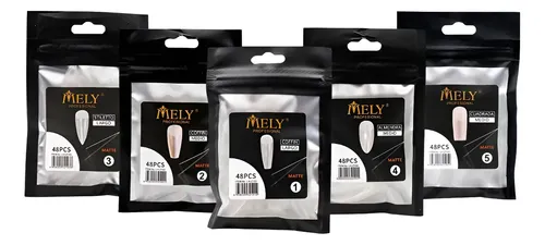 Pack 48 Uñas Postizas Almendra Medio Matte Mely Construccion