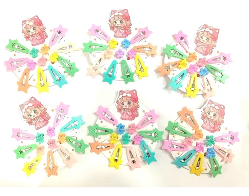 Pack X 6 Set Hebillas De Pelo Nenas En Colores Surtidos
