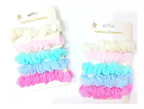 Pack X 5 Colitas De Pelo Scrunchies Colores Surtidos