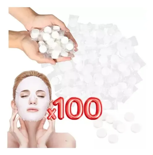 Máscara Comprimida De Algodón Suave 100 Unidades