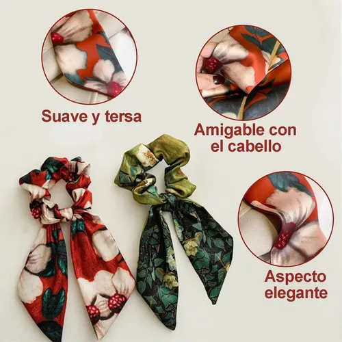 Pz Pack De 5 Ligas Para Cabello Elástica Con Moño Elegante