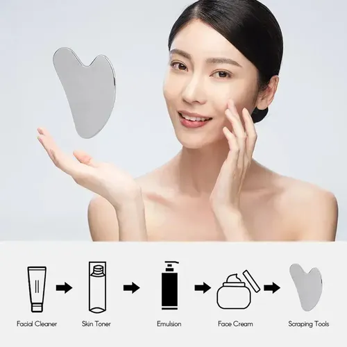 Qzx Juego De Rodillos Faciales Y Gua Sha De Acero .. Gg 0197