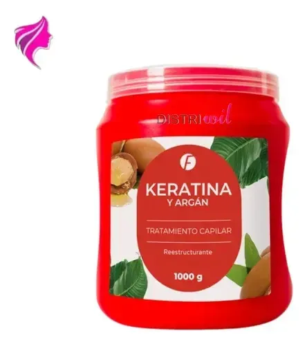 Mascara Keratina y Argan Frilayp X1000g Tratamiento Reestructurante Nutritivo Hidratante Oleo Extraordinario Luminoso Reconstruye Fibra Capilar Previniendo Quiebre y Caida