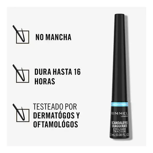Delineador De Ojos Líquido Rimmel Exaggerate Wtprf X 2,5 Ml