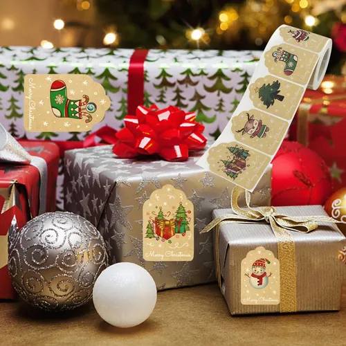 300 Uds. Etiquetas Adhesivas De Feliz Navidad Para Hacer