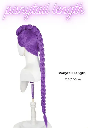 Pelucas Largas Con Trenzas Moradas For Niños, Pelucas Con T